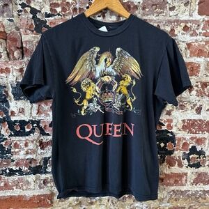Queen Crest Freddie Mercury Music T-Shirt short sleeve Black Tee Medium